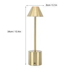 Rechargeable LED Table Lamp, 3 Adjustable Color Modes, Portable Wireless Metal Design For Bedroom, Dining Room, Outdoor, And Living Room, Gold Color - gold-1pc - View 4