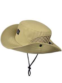 JOYLORD Topi Bucket Pria untuk Memancing Outdoor Warna Polos Cepat Kering dan Bernapas dengan Perlindungan Matahari Gaya Koboi Barat Topi Matahari Dua Fungsi - A - View 19
