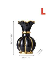1 Piece Modern Luxury White Gold Ribbed Ceramic Vase For Living Room Decor - 1PC - View 15