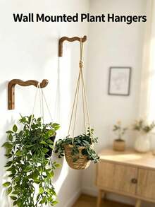 Wavy Wooden Plant Hanging Rack Bracket, Wall-Mounted Plant Hook For Hanging Flower Pots, Decorative Wavy Wooden Wall Hook, Heavy-Duty Indoor Greenery Hanging Bracket - Multicolor - View 2