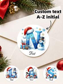 1/60/120/180/240pcs Customizable Round Christmas Stickers, Personalized Christmas Elements, Suitable For Gift Box Packaging, Wall Decoration, Envelope Sealing, Tabletop Arrangement, Perfect For Friends, Partners, Family, Colleagues, Holiday Enthusiasts, Suitable For Christmas Dinner, Holiday Tea Party, Christmas Themed Gathering, - Multicolor - View 3