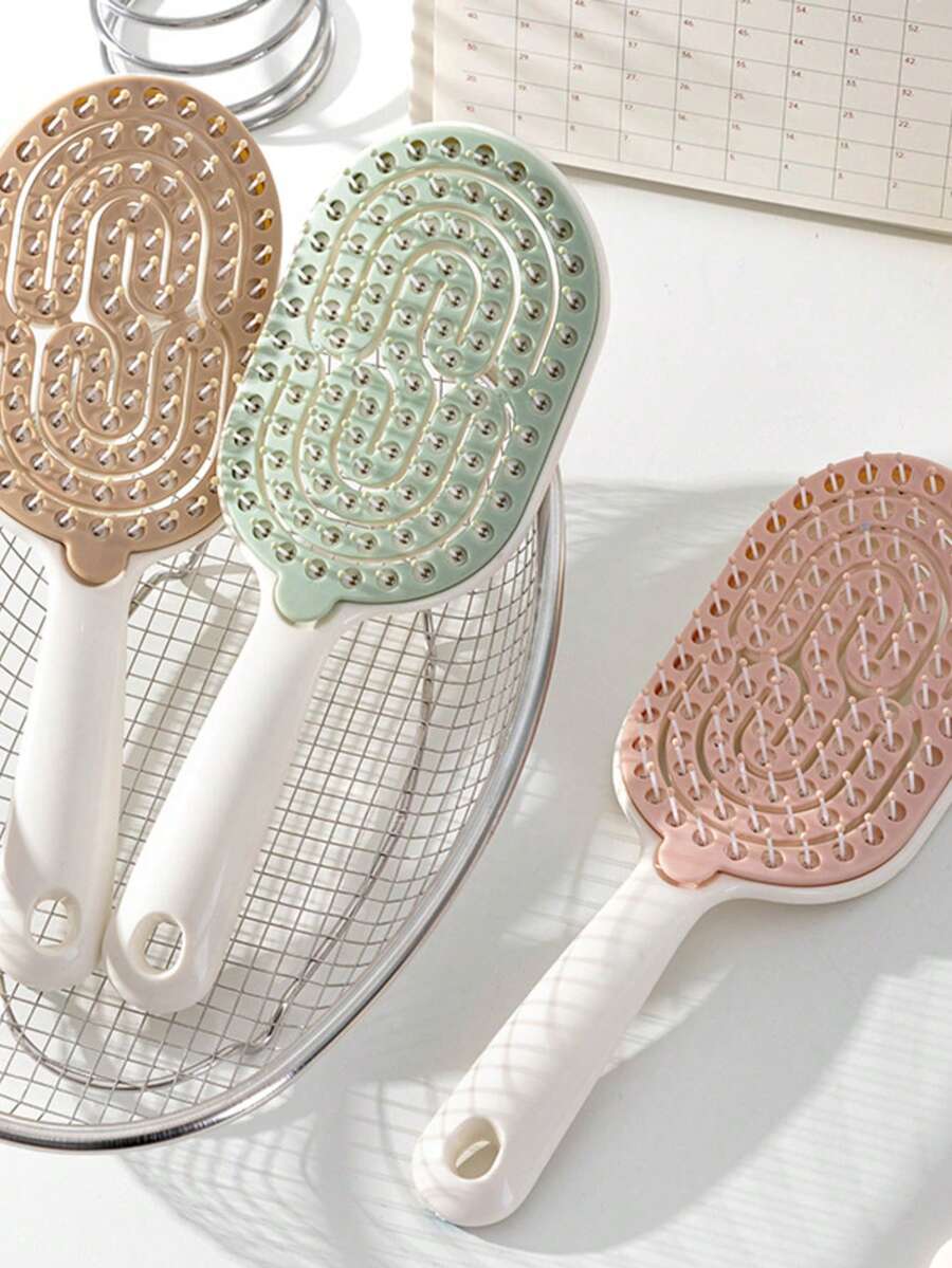 1PC Pastel Hair Brush Set Soft Cushion Massage Comb Anti Tangle Detangling Brush For Women Daily Hair Styling Beauty Accessories - One Size - View 1