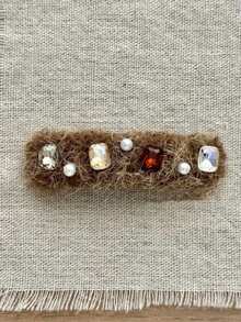 1PC Autumn/Winter New Rhinestone Zirconia Pearl Plush Snap Hair Clip Side Bangs Clip Elegant Versatile Hair Accessory - Multicolor - View 10