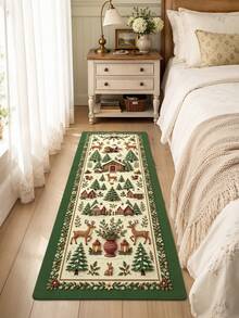 DAJIANG 1pc Christmas Vintage Floral Runner Rug, Kitchen Mat, Suitable For Bathroom, Kitchen, Hallway, Bedroom, Living Room, Machine Washable Easy To Clean, Non-Slip Entryway Rug, Autumn Home Decor Carpet Accessory - Multicolor - View 7
