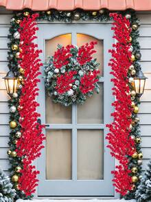 50Pcs Artificial Red Berry Branches, Realistic Plastic Holly Berry Stems For Christmas Tree Decor, Holiday Craft, Wedding Centerpiece And Home Decoration - Red - View 4