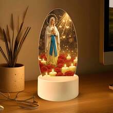 Virgin Mary Theme Night Light, Birthday Gift Souvenir For Religious Believers, Combines Lighting And Decoration, Suitable For Bedroom, Bedside, Living Room, Prayer Corner, Warm Light Tone, USB Powered, Prayer, Acrylic Material - Warm white light - View 4