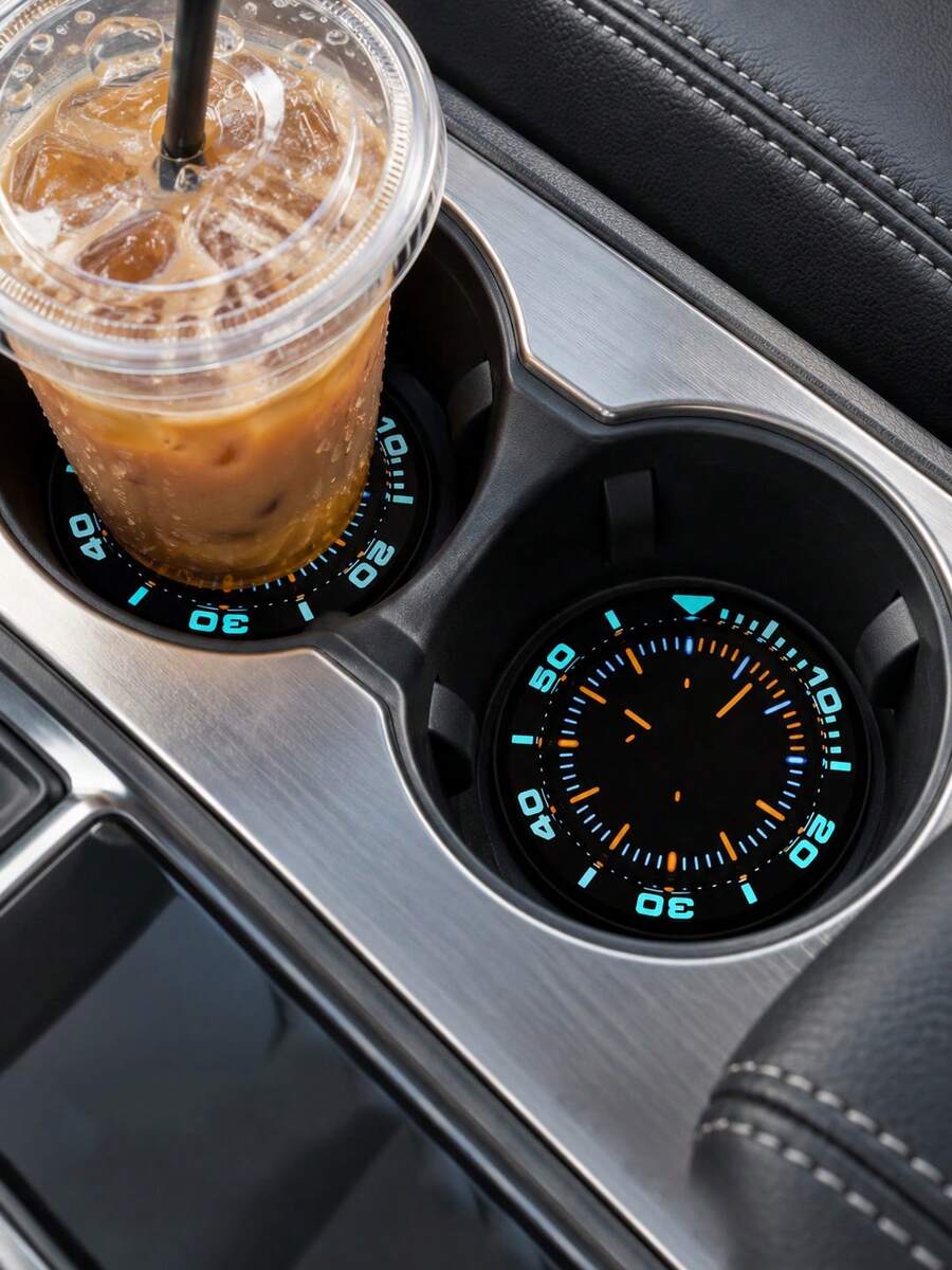 XF.Meraki Car Interior Accessories, 2pcs Car Cup Holder Coasters, 2.75 Inch Round Cup Coasters, 2D Printed Fluorescent Dashboard Design, Non-Slip Waterproof Dust-Proof Scratch-Resistant Easy To Clean Decoration, Universal Fit For Most Car Models - A - View 1