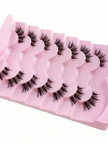 7 Pairs Half Lashes - Reuseble Natural Half Lashes Strips With Spikes For Nude Makeup Cat Eye Spiky Crossed Curling Eyecorner Lashes Fairy Look Faux Mink Fake Eyelashes Extensions - Black - View 6
