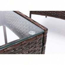 4-Piece Rattan Outdoor Garden Furniture Set, Including 2 Armchairs, 1 Double Sofa And 1 Table, Suitable For Indoor And Outdoor Use - Brown - View 5