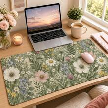 1pc Retro Polka Dot Floral Extended Mouse Pad, 2 Styles Available, Sage And Rose Desk Mat, Polyester Surface With Non-Slip Rubber Base For Home Office, Study, Dorm And Gaming, 3 Sizes Available - View 4