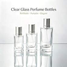 20ml/30ml/50ml Clear Glass Perfume Spray Bottle, Empty Refillable Fine Mist Atomizer For Women And Men, DIY Fragrance, Handbag, Travel And Daily Use - Silver - View 2