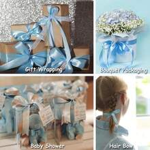 1 Roll 22m Blue Ribbon Handmade Rose Ribbon, 22m Long Polyester Ribbon Packaging Ribbon, Home Decor, Scene Decoration, Theme Party Decoration - Blue - View 6
