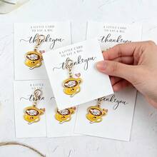 3pcs/6pcs Creative Coffee Cup Hanging Decor, Delicate Oil-Drip Alloy Pendant With Thank You English Greeting Card, Lobster Clasp For Easy Detachment, Artistic Minimalist Style, Suitable As Key Chain Or Bag Decoration, Warm Gift For Colleagues, Friends And Family For Gratitude Occasions - Ginger - View 1