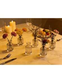 1/6/12pcs-Transparent Glass Mini Vase Set, Perfect For Flower Arrangement And Aromatherapy. Ideal For Halloween, Christmas, Wedding, Party And Other Holiday Decor. Can Be Placed In Patio, Living Room And Other Home Decor Spaces. - Decorative Vase - View 5