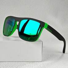 1 Pair Classic Square Frame Glasses, Unisex, Multi-Color Coated Lenses, Outdoor Beach Driving Casual Accessory - Multicolor - View 10
