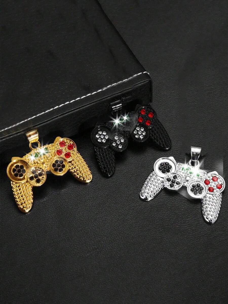 1pc Fashion Hip-Hop Style Full Zirconia Inlaid Game Controller Pendant Alloy Necklace Pendant, Suitable For Couples To Wear - Multicolor - View 1