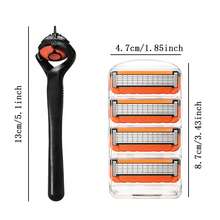 Maquinilla de afeitar desechable de 6 hojas para hombres, cartucho de repuesto para recortar barba y patillas, afeitado suave y fácil enjuague - TY6C-1H8B - Ver 2
