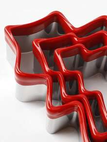 3pcs Christmas Tree Cookie Cutter Set, 430 Stainless Steel With Red Plastic Rim, Small Medium Large 3 Sizes, Reusable Baking Tools For Holiday Dessert Making, Christmas Party Cookie Mold - Multicolor - View 4