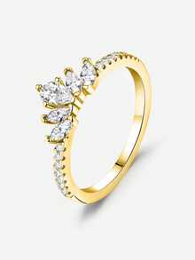 1pc Luxury 5-Diamond Crown Ring, Women's Eternal Promise Wedding Engagement Ring, Exquisite Jewelry Gift, Suitable For Women And Girls - Five Diamond Crown - View 3