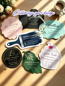 20/50/100pcs Customized Asymmetrical Shaped Business Cards, Personalized Unique Shaped Business Cards, Gift Cards, Product Cards, Greeting Cards, Brand Design Business Cards, Suitable For Small Businesses, Bakeries, Flower Shops, Beauty Salons, Boutiques With Customized Logo Printing - Multicolor - View 1