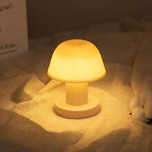 1pc Mushroom Lamp (Powered By 2 AA Batteries, Batteries Not Included) Tap Light Bedroom Bedside Night Light Ambient Light Home Decor Desktop Ornament, Photography Studio Fill Light, Photography Prop - Yellow - View 4