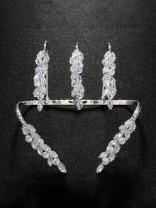 1pc Fashion Minimalist Personalized Geometric Rhinestone Jagged Bracelet, Unique Wedding Accessory - Silver - View 3