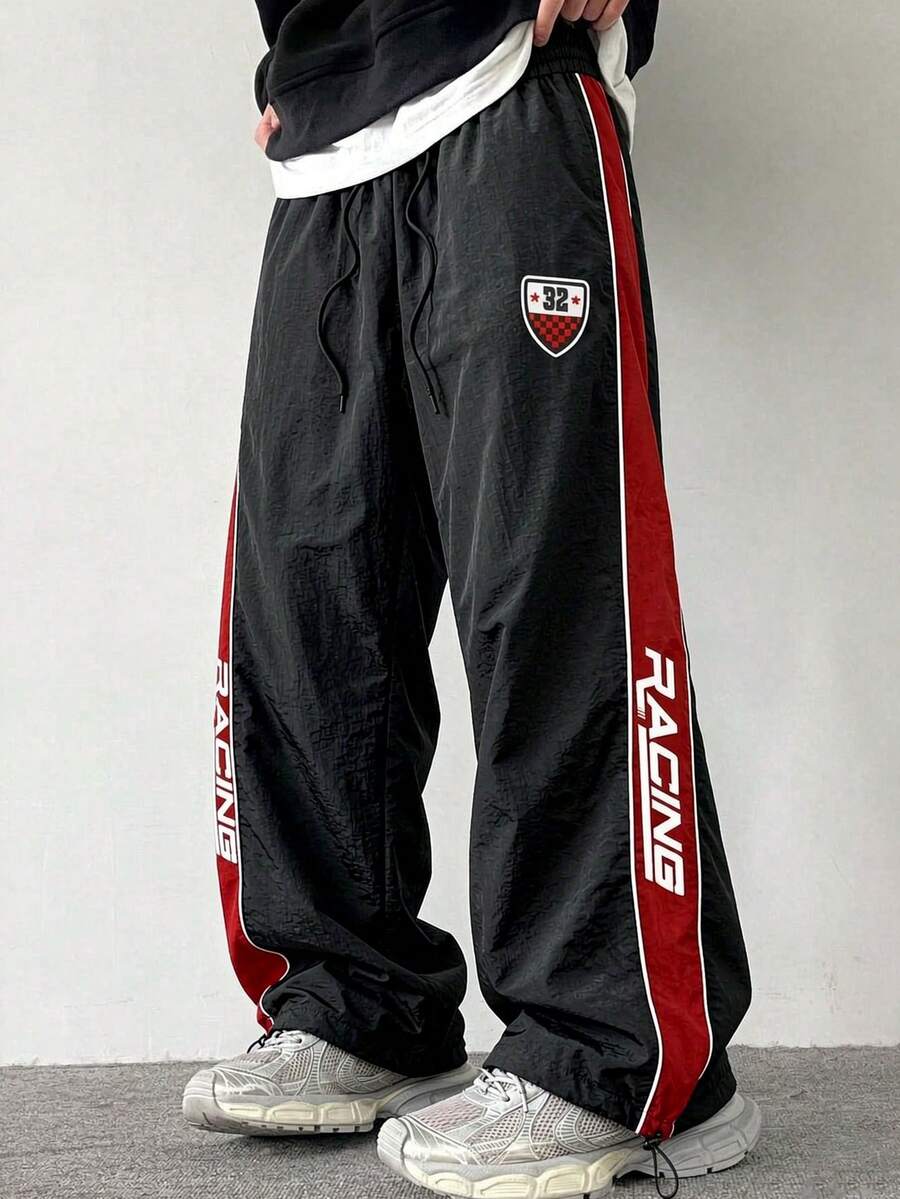 Spring/Autumn Men's Lightweight Drawstring Loose Fit Casual Sports Long Pants With Side Pockets, Suitable For Daily Fitness And Activity Wear - Light Grey - View 1