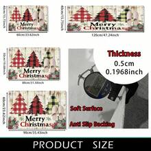 1pc Christmas Series Distressed Wooden Board Plaid Christmas Tree Pattern Printed Faux Cashmere Surface TPR Bottom Door Mat, Bathroom Mat, Kitchen Mat, Laundry Room Mat, Holiday Atmosphere Decor, Home Decor, Party Decor, Wedding Decor, Dining & Kitchen Decor - Multicolor - View 13
