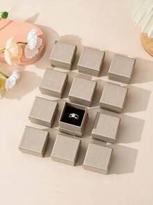12pcs Necklace Earrings Ring Bracelet Paper Gift Box Set, Ribbon Packaging Box Wedding Decoration Box Gift Box, Cheapest Product Supply, Small Business Supplies, Packaging Box, Wedding Decoration, Wedding, Gift Box, Wedding Supplies - Mocha Brown - View 1