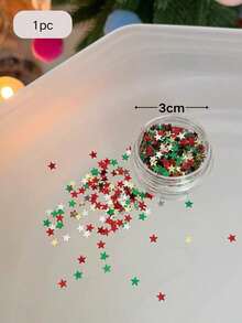 1pc Christmas Limited Edition Colorful Five-Pointed Star Mini Nail Art Decor DIY Accessories, Used For Christmas Nail Art Design, Colorful Star Nail Glitter - Multicolor - View 3