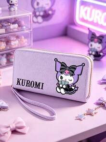 SANRIO 1Pc Kuromi Graphic Cute Cartoon Long Zip Around Wallet For Women - PU Leather Large Capacity Wristlet Wallet With Multi Card Slots & Phone Pocket - Multicolor - View 2