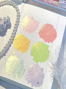 6pcs Fruity Scented Gold Glitter Highlighter Pens, Water-Based 6 Colors & 6 Scents, High Aesthetic Student Marker Pen For Highlighting And Drawing, Student Stationery - Fruit Scented Highlighter - View 7