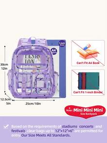 Mini Transparent Backpack 12x6x12 Stadium Approved Women's Girls Clear Small Daily Bag For Concerts Sports Events Travel Work Holidays - Multicolor - View 8
