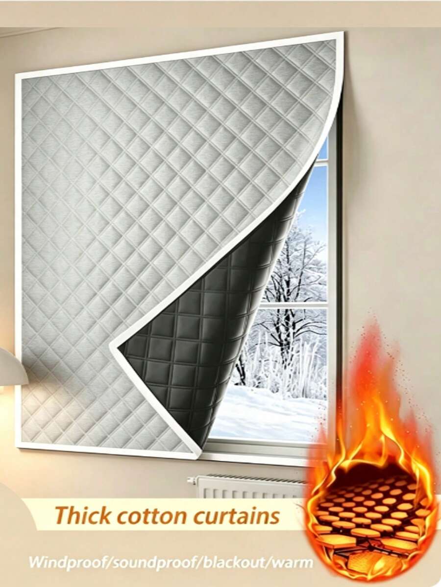 Winter Warm Curtains, Thermal Wind Blocking Window Curtain, Sound Insulated Light Blocking Drape, No Drilling Required, Easy To Install,Keep Heat Indoor For Living Room