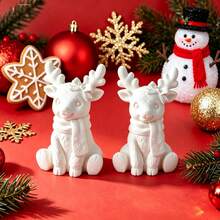 Christmas Scarf & Deer 3D Silicone Mold, Suitable For Aromatherapy Candles, Fragrance Diffuser Plaster, Handmade Soap, Resin Decor, Home Desktop Decoration, Party Setup, Craft Studio, Holiday Gift Making Tool, Easy Demolding Handmade Mold - Christmas Reindeer Silicone Mold - View 4