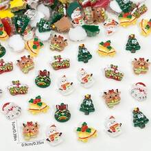 20/50/100pcs Christmas Resin Mini Charms, Santa Claus, Reindeer, Christmas Tree DIY Cream Glue Phone Case Hair Clip Sticker Material - Random Mix - Multicolor - View 3