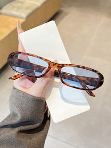 1 Pair Men's Leopard Print Cat Eye Retro Small Frame Outfit Street Style Fashion Glasses - Bean Curd Frame - View 2