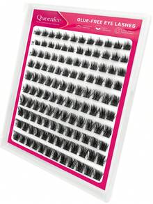 Queenice No Glue Wispy Spiky Individual Cluster Eyelash Extensions, 10‑16mm Mixed Length DIY Lash Clusters With Soft Thin Band, 120pcs D‑Curl Natural Voluminous False Lashes, Lightweight Easy‑To‑Apply Reusable Lashes For Beginners Home Daily Party Makeup - D - View 6