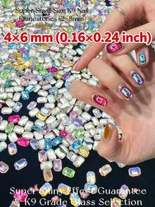KIRAME 30顆/50顆/100顆 4x6mm (0.16*0.24英吋) 長方形八角尖底 K9 超亮混色美甲水鑽，DIY居家美甲、美甲裝飾、美甲沙龍用品，聖誕、新年美甲，節日禮物 - 彩色 - 查看 3
