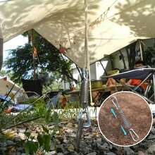 1/2pcs Outdoor Tent Spring Guyline Buckle Multi-Purpose Camping High Strength Stainless Steel Rope Clip Sunshade Fixing Hook - Silver - View 7