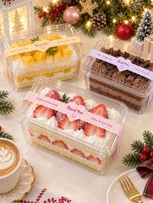 4 Pcs Thank You Bakery Sealing Stickers, Cute Gingham Dessert Box Labels, Cake Packaging Closure Seals For Cookies, Pastries, Cafe Takeaway, Party Gift Packaging - Multicolor - View 1