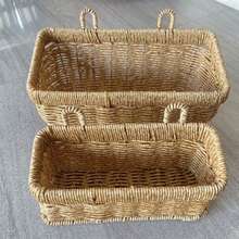 Wall Hanging Storage Basket Container Decorative Basket Hand Woven Kitchen Storage Basket For Garden Flower Pot Living Room - Brown - View 8