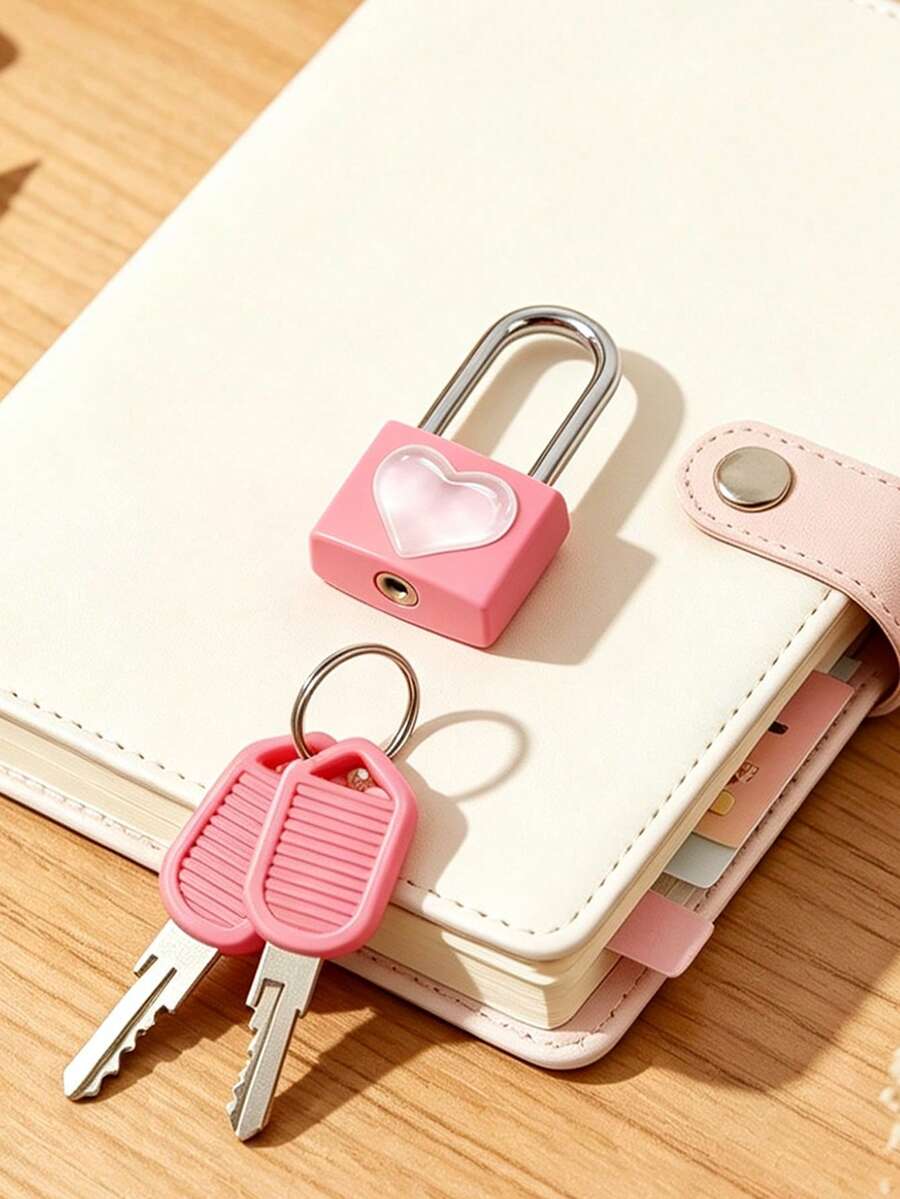 Gembok Logam Mini dengan Dekorasi Berbentuk Hati Transparan; Termasuk 2 Kunci. Gembok Kombinasi Kecil, Gembok Koper Kecil, Gembok Kunci Logam, Cocok untuk Koper, Ransel, Kotak Pensil, Loker Gym, Aksesoris Perjalanan, Hadiah Ulang Tahun yang Sempurna, Hadiah Halloween Natal, Barang Rumah Tangga Sehari-hari - MultiWarna - View 1