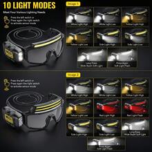 Rechargeable LED Headlamp, Motion Sensor Hands-Free Work Light, Independent COB Light Strip And Spotlight, Emergency Flashing Light, Type-C Charging, Hands-Free Design, Perfect For Car Repair, Running, Camping, Fishing, Cycling And Hiking - A - View 4