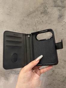 奢華商務人造皮革翻蓋手機殼,適用於 iPhone Duo Fold,超軟防震手機保護殼 - 黑色 - 查看 3