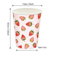 9oz Paper Cups 50pcs Disposable Bathroom Cups Strawberry Fruit Pattern Small Mouth Gargle Cups Toothbrush Rinsing Cups Suitable For Home Bathroom Picnic BBQ Travel Party Ice Cream Party Birthday Baby Shower PliesN - Pink - View 2