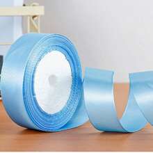 1 Roll 22m Blue Ribbon Handmade Rose Ribbon, 22m Long Polyester Ribbon Packaging Ribbon, Home Decor, Scene Decoration, Theme Party Decoration - Blue - View 7
