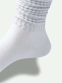 3/5/6 Pairs All-Match Ruched Slouch Socks For Women, Simple Solid Color, Soft Skin-Friendly, Casual Relaxed Style, Versatile Preppy Socks - Multicolor - View 3