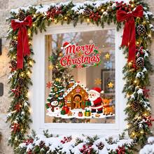 Christmas Window Stickers, Santa Claus, Gingerbread House, Snowman, Reindeer, Static Cling Window Decals, Holiday Glass Door Decor - Christmas Window Decals - View 4