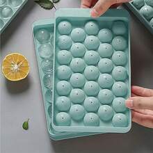 33 Grid Ice Cube Tray With Lid – Round Ice Ball Maker Mould, Easy Release Silicone Tray UK - Mint Blue - View 6